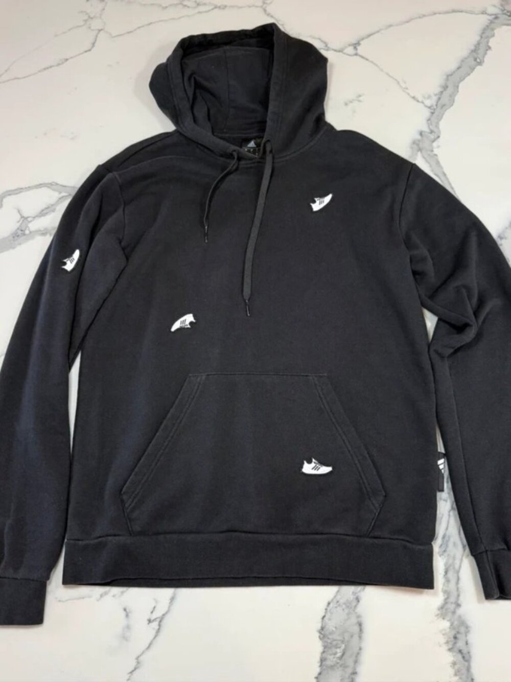 Adidas Black Mini Shoe Print Pullover Hoodie Mens S